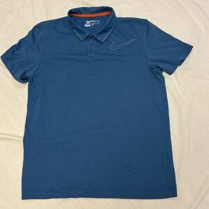Nike Golf‎ Polo Shirt Med Blue Stitch LogoDri Fit Short Sleeve Men